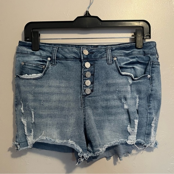 Indigo Rein Blue Distressed Jean Shorts - Picture 3 of 11